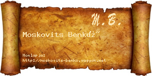 Moskovits Benkő névjegykártya